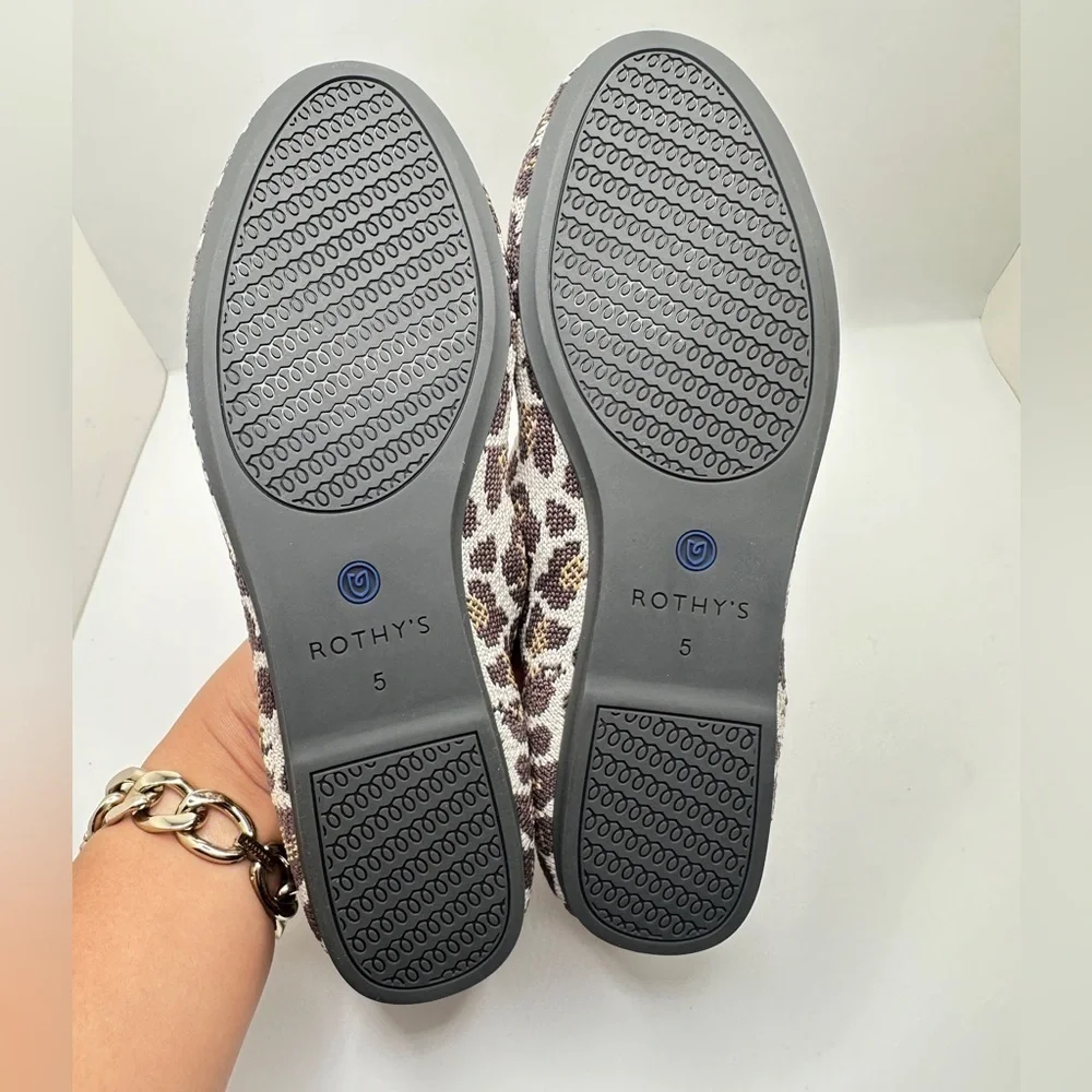 NEW Rothy’s Loafer Flats Mocha Spot Big Cat Animal Print Comfort Shoes Sz 5